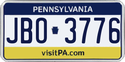 PA license plate JBO3776