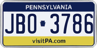 PA license plate JBO3786