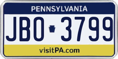 PA license plate JBO3799