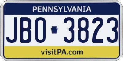 PA license plate JBO3823