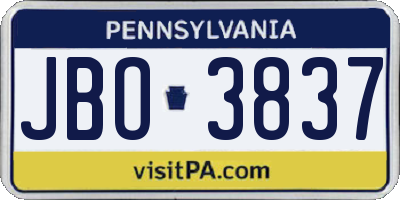 PA license plate JBO3837