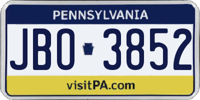 PA license plate JBO3852