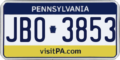 PA license plate JBO3853