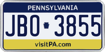 PA license plate JBO3855