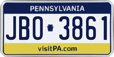 PA license plate JBO3861