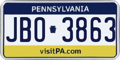 PA license plate JBO3863