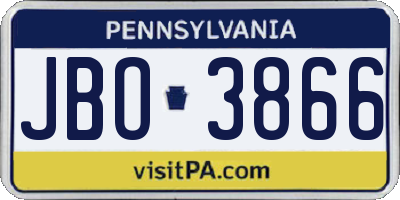 PA license plate JBO3866