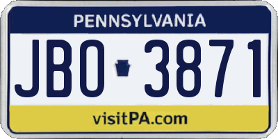 PA license plate JBO3871