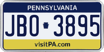 PA license plate JBO3895