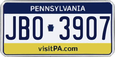 PA license plate JBO3907