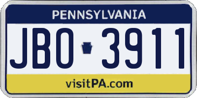 PA license plate JBO3911