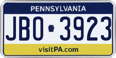 PA license plate JBO3923