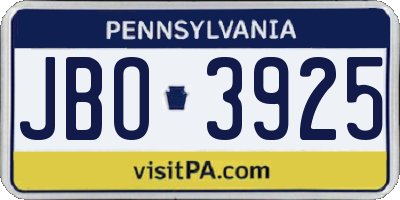PA license plate JBO3925