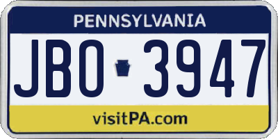 PA license plate JBO3947