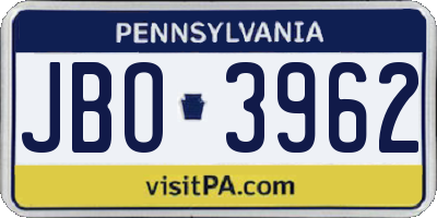 PA license plate JBO3962