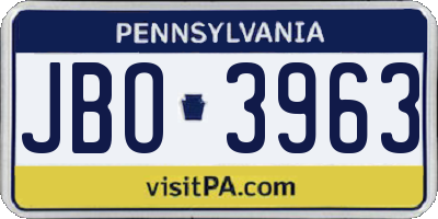PA license plate JBO3963