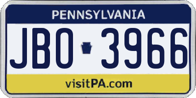 PA license plate JBO3966