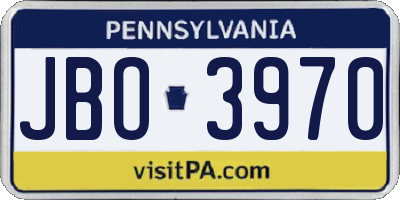 PA license plate JBO3970