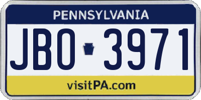 PA license plate JBO3971