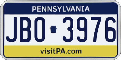 PA license plate JBO3976