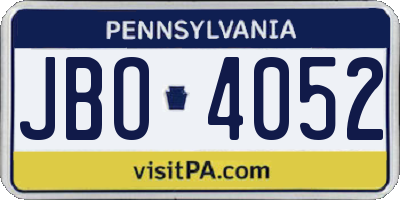 PA license plate JBO4052
