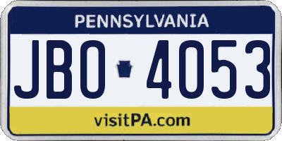 PA license plate JBO4053