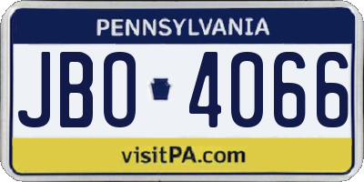 PA license plate JBO4066