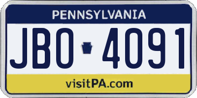 PA license plate JBO4091