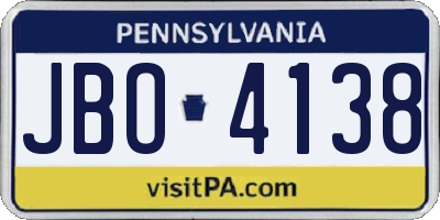PA license plate JBO4138