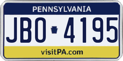 PA license plate JBO4195
