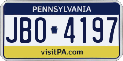 PA license plate JBO4197