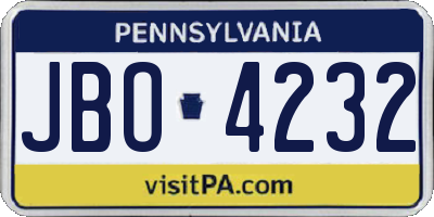 PA license plate JBO4232