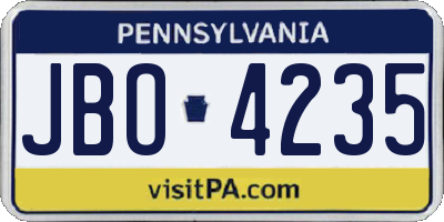 PA license plate JBO4235