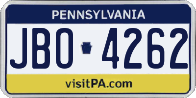 PA license plate JBO4262