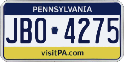 PA license plate JBO4275