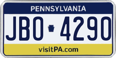 PA license plate JBO4290