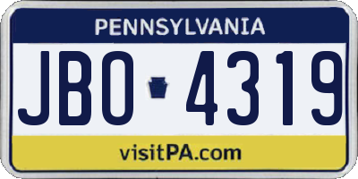PA license plate JBO4319