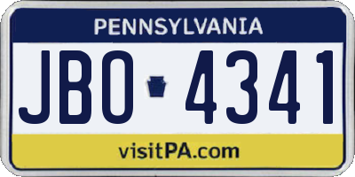 PA license plate JBO4341