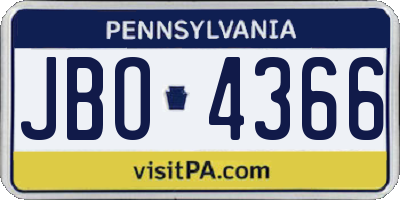 PA license plate JBO4366