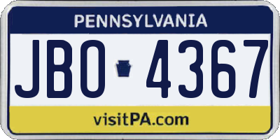 PA license plate JBO4367