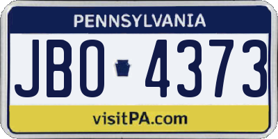 PA license plate JBO4373