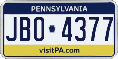 PA license plate JBO4377