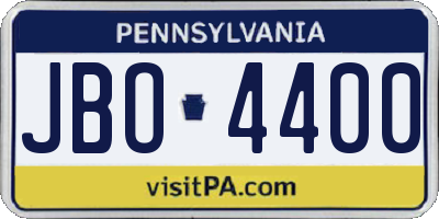 PA license plate JBO4400