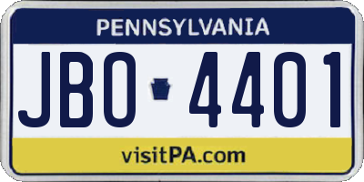 PA license plate JBO4401