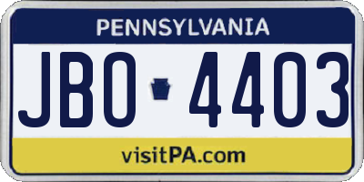 PA license plate JBO4403