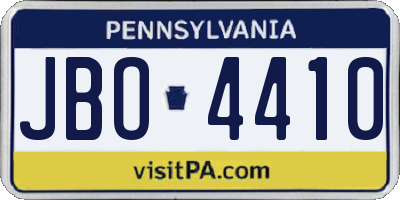 PA license plate JBO4410