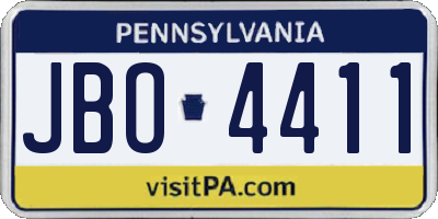 PA license plate JBO4411