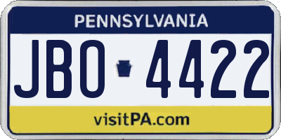 PA license plate JBO4422
