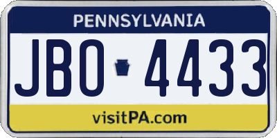 PA license plate JBO4433