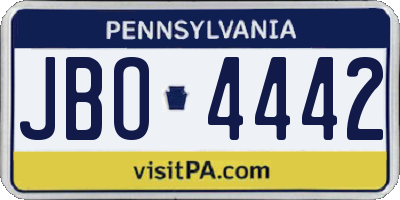 PA license plate JBO4442
